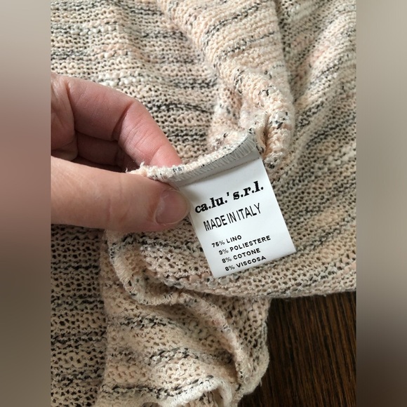 Marilu’ Women’s OSFM Linen 1/2 Sleeves Open Front Waterfall Beige Knit Sweater - Picture 7 of 11